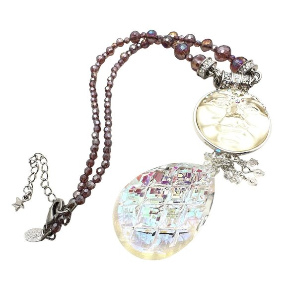 Kirks Folly Seaview Moon Purple Crystal Magnetic Pendant Necklace - Picture 2 of 3